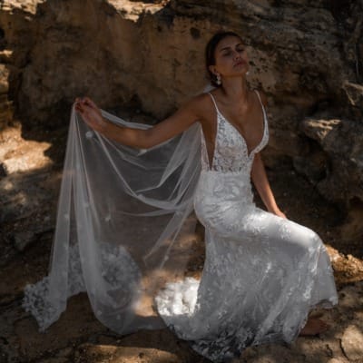 Schleier mit 3 D Blumen